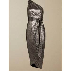 TED BAKER - Gabria Metallic one-shoulder dress